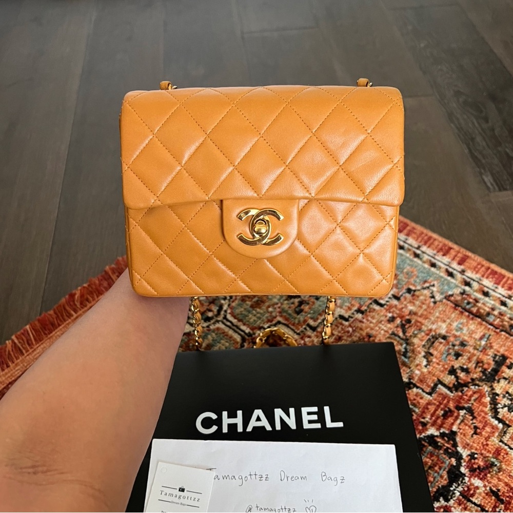 Chanel Classic Vintage Mini Square Orange Flap Bag - Picture 3 of 11